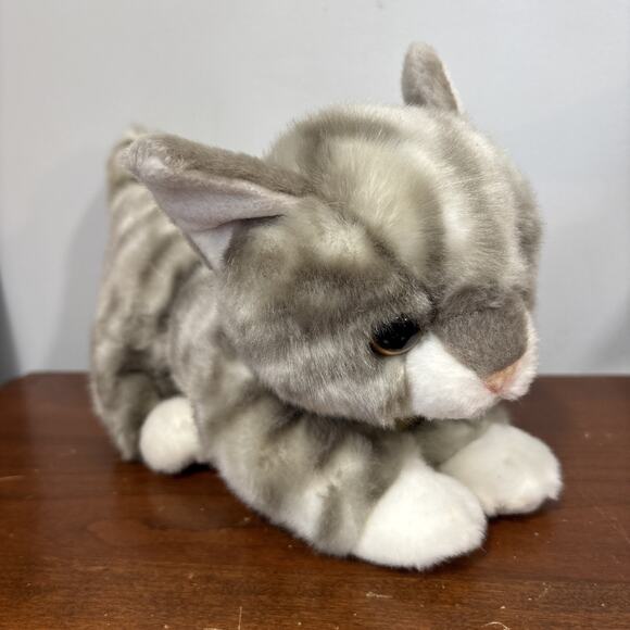Aurora Other - Aurora Miyoni Tots Gray White Striped Tabby Kitty Cat Plush Stuffed Animal Toy